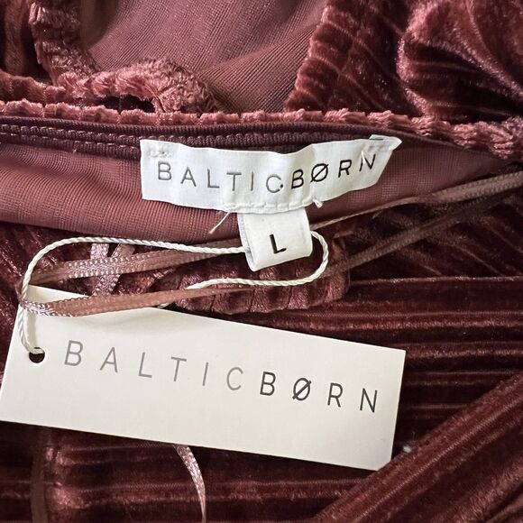 Baltic Born Maxi Dress Large Andi Ribbed Velvet Wrap Short Sleeve Dark Rose - Picture 4 of 11